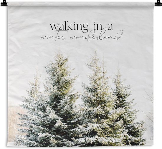 Wandkleed - Wanddoek - Kerst - Winter - Kerstboom - 120x120 cm - Wandtapijt