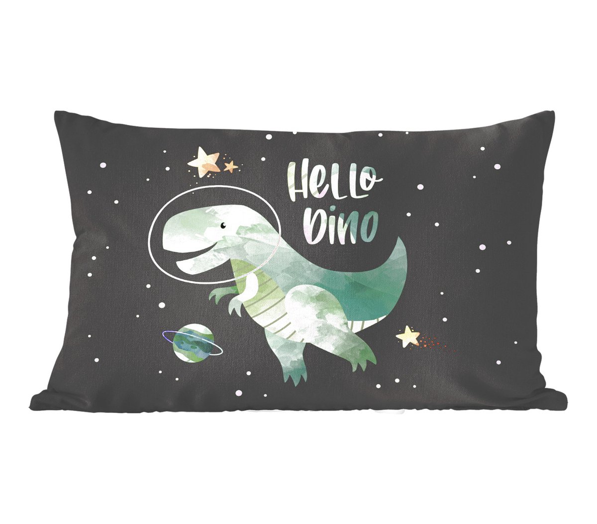 Sierkussens - Kussentjes Woonkamer - 50x30 cm - Quotes - 'Hello dino' - Spreuken - Jongens - Kids - Kinderen