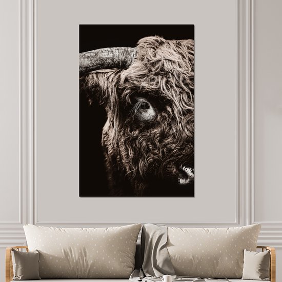 Décoration murale Métal - Peinture Aluminium Industrielle - Highlander écossais - Vache - Taureau - 100x150 cm - Dibond - Photo sur aluminium - Décoration murale industrielle - Pour le salon / chambre