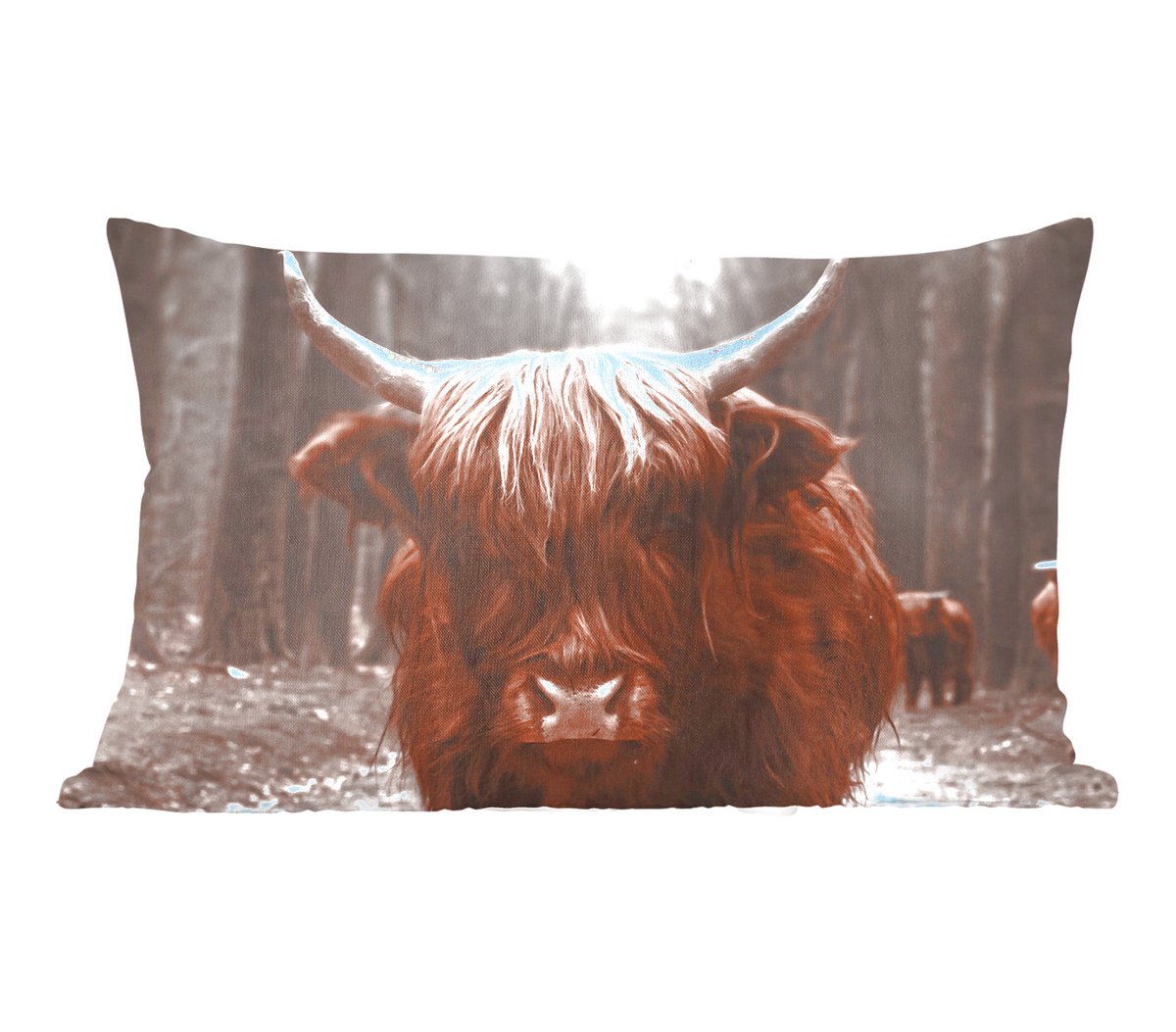 Sierkussens - Kussentjes Woonkamer - 60x40 cm - Schotse hooglander - Bos - Koe - Dieren - Natuur