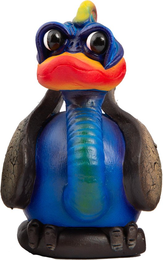 Comix Cartoon - struisvogel - beeld - Tootsie - blauw - uniek handgeschilderd - massief beeld
