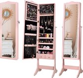 Luxury Buy® roze princess sieradenkast- makeup kast- full length- sieraden kast met spiegel en slot