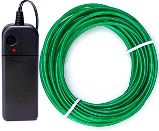 El wire / Draad - 1 Meter - Op Batterij - Groen