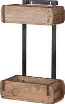 Decoratief antiek houten steenmal wandrek - Naturel - 30x14x36cm