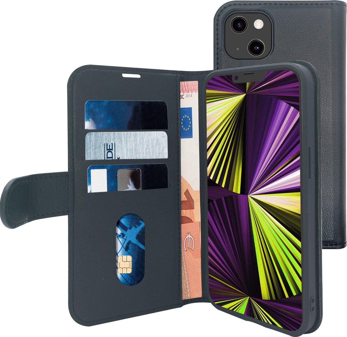 Azuri wallet with removable cover - zwart - voor iPhone 13