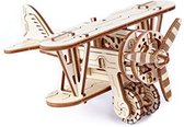 Wooden City modelbouwpakket Vliegtuig Dubbeldekker hout - 88mm hoog x 232mm breed x 140mm diep - naturel kleur
