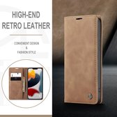 Luxe PU leren Bookcase voor Apple iPhone 13 Pro Max | Hoogwaardig Leren Hoesje | Lederen Wallet Case | Kaarthouder | Portemonnee | Cognac Bruin