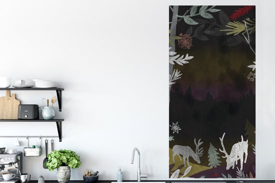 Affiche Une illustration d'une forêt la nuit - 80x160 cm