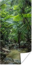 Poster Riviertje in tropische jungle - 80x160 cm