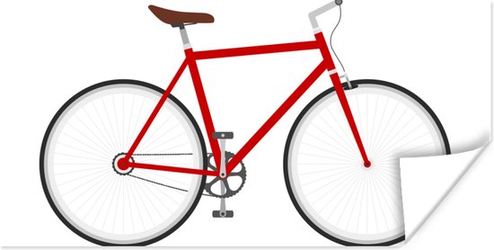 Poster Een zijaanzicht van een van een rode fiets - 150x75 cm - PosterMonkey