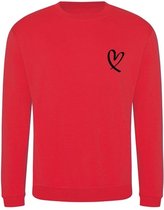 Sweater velvet black Heart  - Red (L)