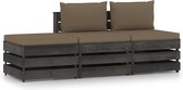 Decoways - 3-delige Loungeset met kussens grijs geïmpregneerd hout