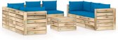 Decoways - 9-delige Loungeset met kussens groen geïmpregneerd hout