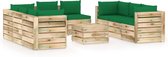 Decoways - 9-delige Loungeset met kussens groen geïmpregneerd hout