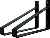 GoudmetHout Industriële Plankdragers XL 35 cm - Staal - Mat Zwart - 4 cm x 35 cm x 25 cm