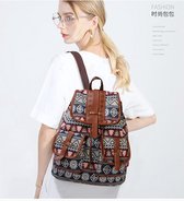 ETNISCHE STIJL RETRO PATROON RUGZAK CANVAS VROUWELIJKE TAS MODE PERSOONLIJKHEID REIZEN TREKKOORD KLEINE RUGZAK