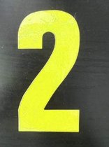 Reflecterend Cijfersticker: 2 GEEL 16,5cm  - Brievenbussticker, Plaknummer, Huisnummersticker, Kliko sticker, Containersticker