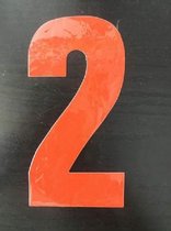 Reflecterend Cijfersticker: 2 ORANJE 16,5cm  - Brievenbussticker, Plaknummer, Huisnummersticker, Kliko sticker, Containersticker