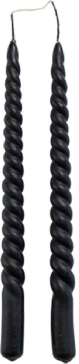 Rustik Lys - Swirl - Swirl kaarsen - Zwart - Gedraaide kaarsen - 2.1 x 29 cm - set van 2 stuks