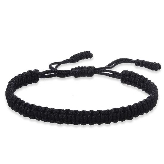 Baan jazz Helaas Sorprese – armband dames – touw armband – 1 snoer – zwart – gevlochten  tibetaanse touw... | bol.com