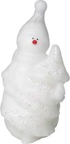 Sneeuwpop - kerstboom - 8x14x8 cm - kerst - kaars - kerstverlichting
