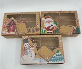 3 Luxe cadeau doosjes - kerst verpakkingen - 22 x 15 x 7 cm - Met kado label -
