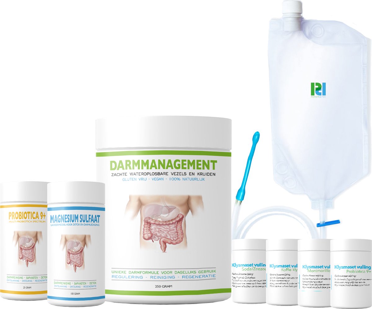 Goedkoopste 7 Dagen Powerdetox Kuurpakket met Klysma en klysma vulling. Compleet detox kuurpakket met gebruiksaanwijzing. De unieke combinatie van darmmanagement, darmreiniging en detox, gecombineerd met de kracht van natuurlijke ingrediënten.