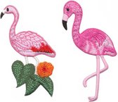 Flamingo applicaties - 2 stuks - Strijk Embleem Patch - set van 2