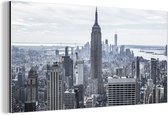 Wanddecoratie Metaal - Aluminium Schilderij Industrieel - Bewolkte hemel boven het Empire State Building in Amerika - 160x80 cm - Dibond - Foto op aluminium - Industriële muurdecoratie - Voor de woonkamer/slaapkamer