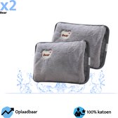Bear - Elektrische kruik - Handopwarmer - Warmwaterkruik - Oplaadbare kruik - DUO PACK - Grijs