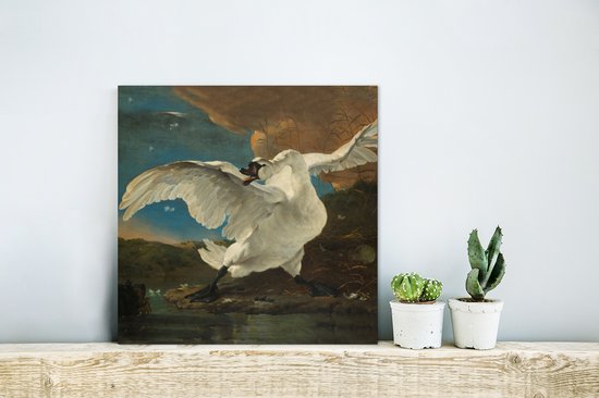 Décoration murale Métal - Aluminium Peinture - Le cygne en voie de disparition - Peinture de Jan Asselijn - 20x20 cm
