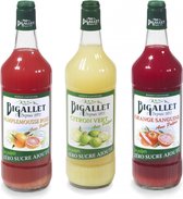 Bigallet Suikervrij siroop voordeelpakket Bloedsinaasappel, Grapefruit & Limoen - 3 x 100 cl