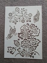 Vlinder met struik, stencil, kaarten maken, scrapbooking, A4 formaat