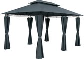 Paviljoen tuintent / partytent - 3x4m - metalen zijdelen - waterafstotend - antraciet