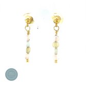 Pat's Jewels oorbellen dames- oorstekers - oorbellen hangers - edelstenen sieraden - goud - Opaal