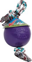 Jolly Ball Romp-n-Roll - Honden speelbal met frisse geur - Hondenspeelgoed met stevig trektouw - Paars - Ø 10 cm