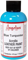 Angelus Leather Acrylic Paint - textielverf voor leren stoffen - acrylbasis - Blue Turquoise - 118ml