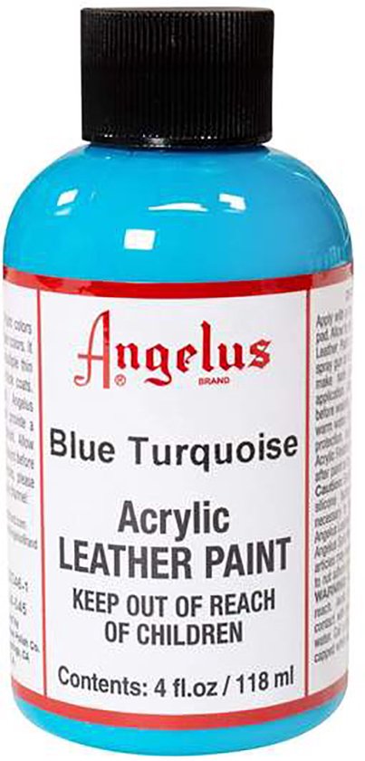 Foto: Angelus leather acrylic paint textielverf voor leren stoffen acrylbasis blue turquoise 118ml