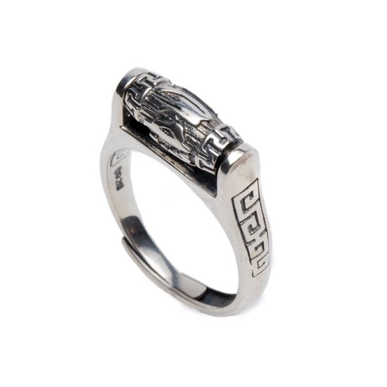 Foto: Zentana tibetaanse ring 925 sterling zilver gebedswiel verstelbare geluksring