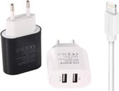 Olesit 3.1A 15.5W Fast Charge Adapter - 2 Poort Snellader - 1 Meter - lightning - Wit  – Geschikt voor Apple iPhone en iPad
