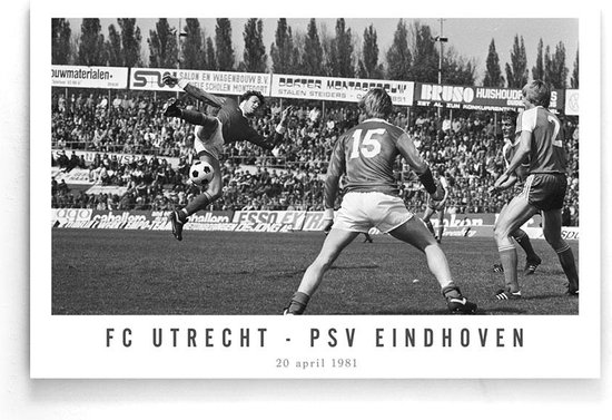 Walljar - FC Utrecht - PSV Eindhoven '81 - Zwart wit poster