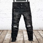 Zwarte jeans met scheuren en witte print 96883 -s&C-110/116-spijkerbroek jongens