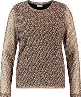 GERRY WEBER Dames Longsleeve van mesh cream/sand/schwarz/druck-36