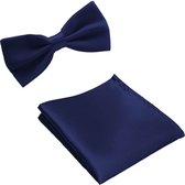 Vlinderstrik - inclusief - pochette - Marine blauw - Donkerblauw - strik - strikje - vlinderdas - pochet - heren