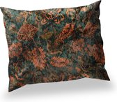Sierkussen - Velvet Etnic Flower. Olijf Donkergroen. - Groen - 40 Cm X 60 Cm