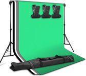 intini® Luxe Green Screen incl. Statief + 3 doeken | Green screen studio | Green screen doek | Green screen met achtergrondsysteem | Groen doek | Green screen set | Achtergrond