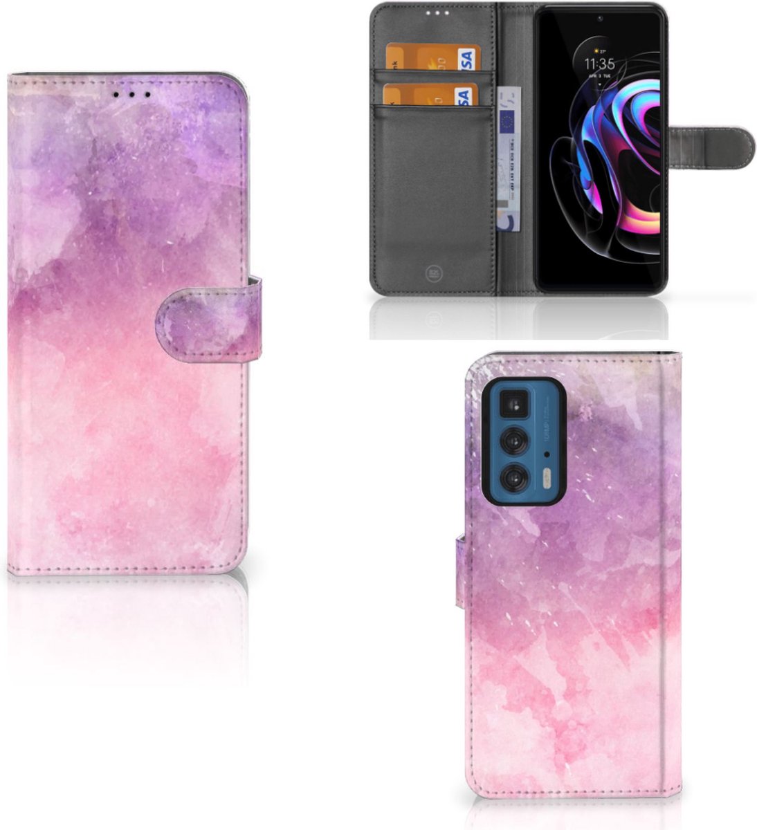 Telefoonhoesje Motorola Edge 20 Pro Flipcase Pink Purple Paint