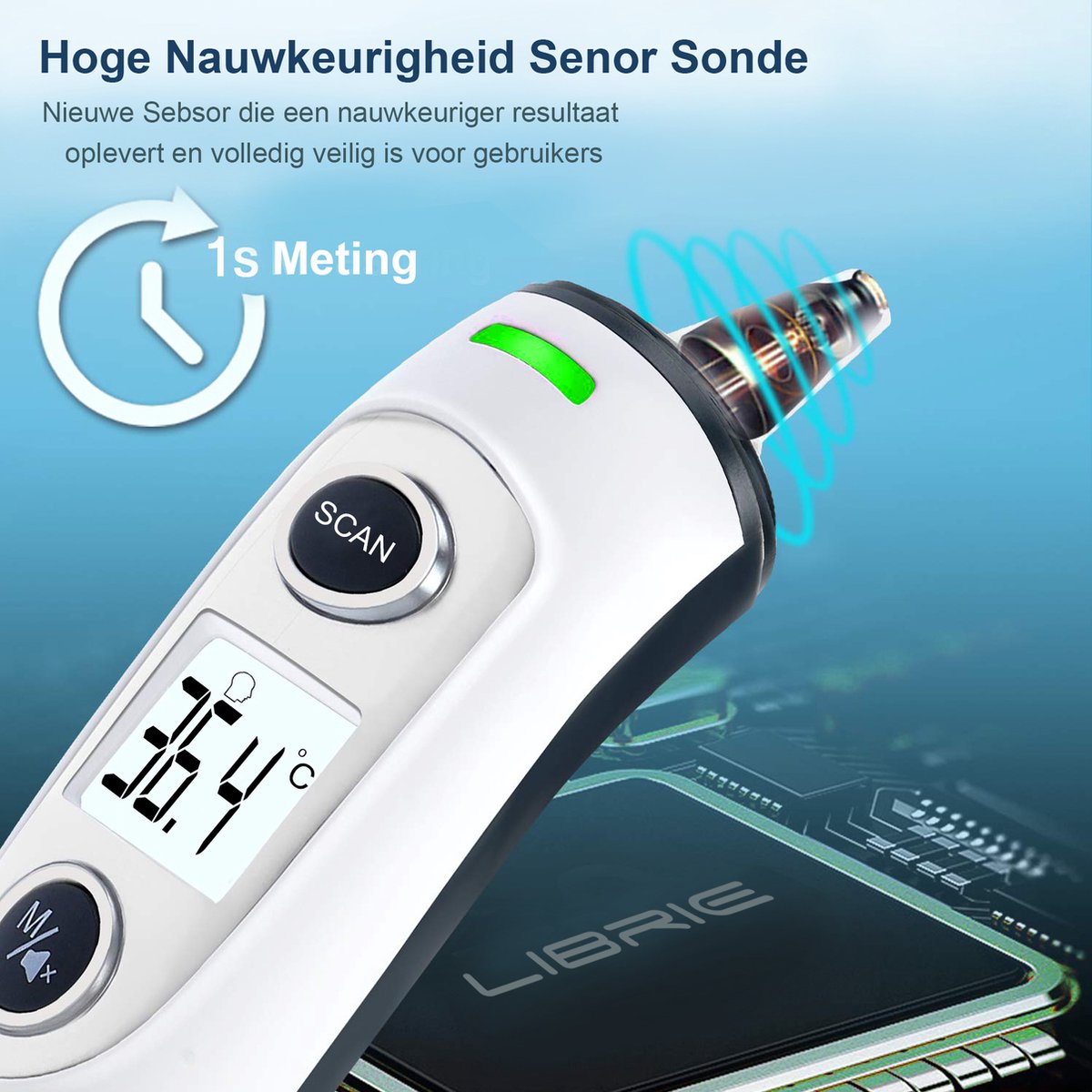 Librie Voorhoofd- & Oorthermometer – Digitale Koortsthermometer, voor Baby, Kind & Volwassene, Nauwkeurig, Hygiënisch & Contactloos — cadeau in Cadeau-ideeën - foto 4