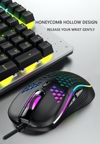 Gaming Muis Honeycomb - Game Muis Honinggraat Met Draad - Zwart