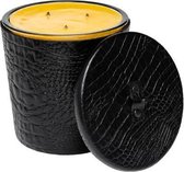 Luxe woonaccessoires - Cartello Home - Croco Zwart Leer - Kaars - 20cm - Vocht & Vuil afstotend - Must Haves.